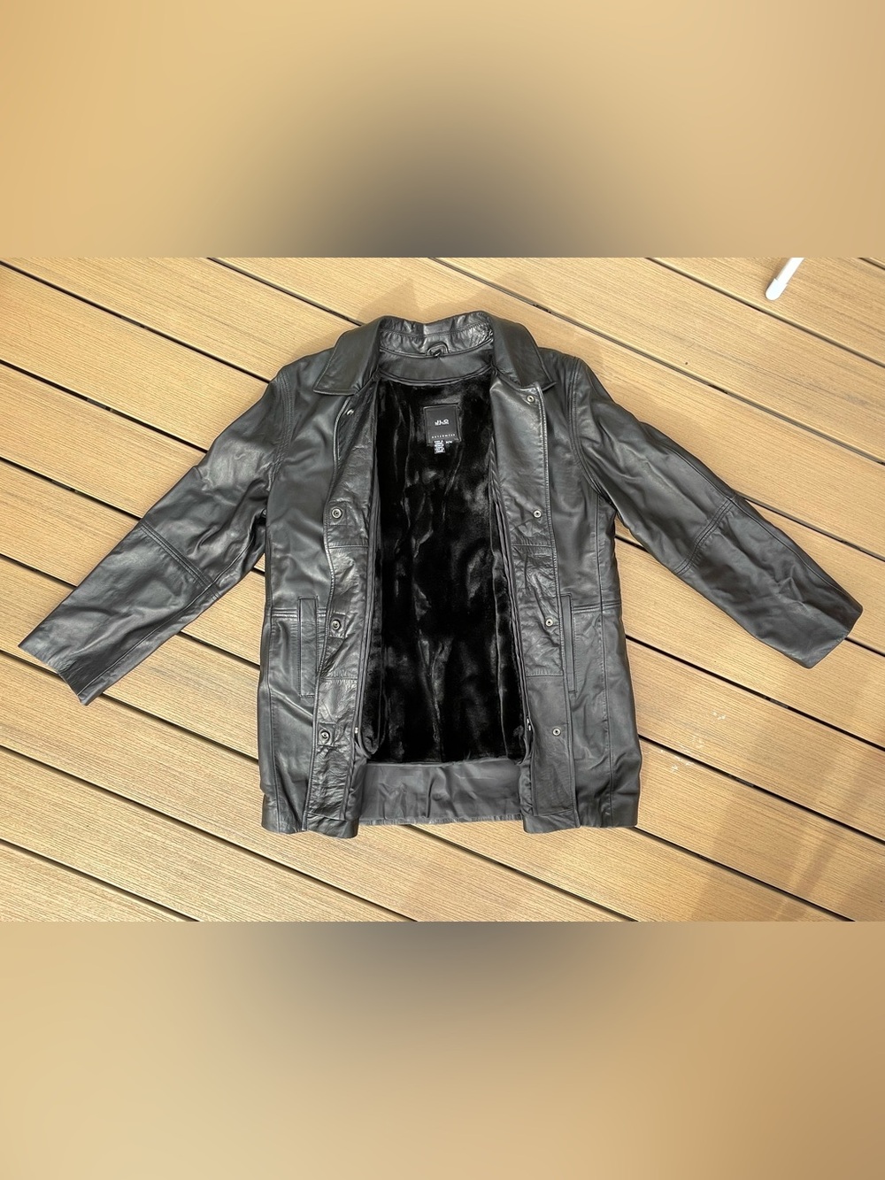 Women's Black Leather Jacket with Faux-Fur Lining